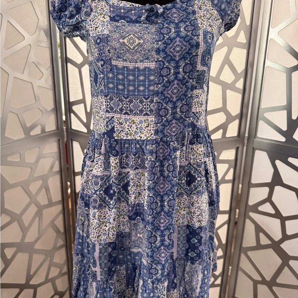 Place Blue and White Casual  Dress Size 16 (XXL/TTG)